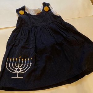 Lil Cactus - Girl’s Navy Dress with Menorah (size 2)